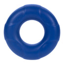 Forto F-33 Liquid Silicone Cockring Large Blue displayed from above, showcasing its smooth texture and bold color.