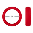 Forto F-64 Wide Liquid Silicone Cockring Large Red displayed from top and side, measuring 1.97 inches in diameter.