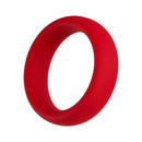 Forto F-64 Wide Liquid Silicone Cockring Medium Red displayed, showcasing its sleek and comfortable design.