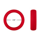 Forto F-64 Wide Liquid Silicone Cockring Medium Red showing dimensions and texture for enhanced comfort and support.