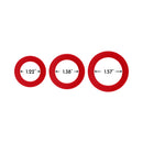 Forto F-61 3-piece Silicone Cockring Set Red featuring three graduated red silicone rings with varying sizes.