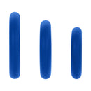 Forto F-61 3-piece Silicone Cockring Set Blue showing three graduated blue silicone rings.