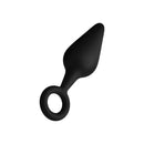 Forto F-10 Silicone Anal Plug With Pull Ring Medium Black in a sleek black design for comfortable anal play.
