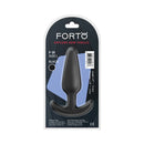 Forto F-31 Silicone Anal Plug Large Black packaging showcasing the sleek tiered design.