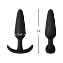 Forto F-31 Silicone Anal Plug Medium Black, sleek design, body-safe silicone, dimensions 3.9" x 0.98".
