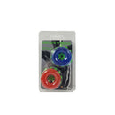 Thick Power Stretch Donuts Cock Rings 2 Pack Red and Blue in packaging with vibrant colors and clear design.