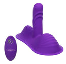 Triple Rider Remote Control Gyrating Rumbler Vibrator in purple silicone with remote control.