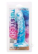 Twisted Love Twisted Ribbed Probe Silicone Anal Probe Blue in packaging showcasing its design and features.