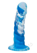 Twisted Love Twisted Ribbed Probe Silicone Anal Probe Blue featuring a vibrant blue and white color blend.