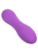 Bliss Liquid Silicone Ripple Rechargeable Vibrator Purple in a sleek design with textured ridges for enhanced pleasure.