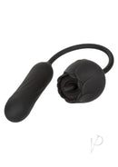 French Kiss Elite Lover Silicone Rechargeable Bullet Black with a flickering teaser and rotating bullet design.