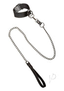Euphoria Collection Collar with Chain Leash Black showcasing black vegan leather and plush velvet interior.