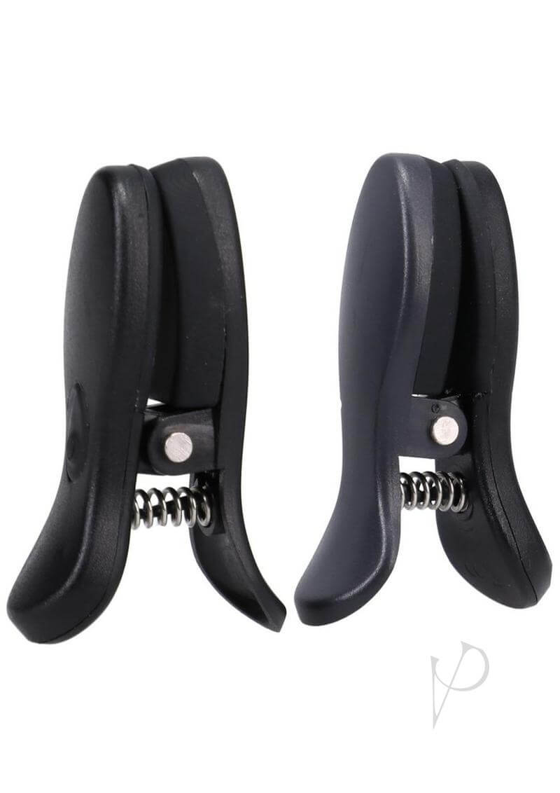 Merci Vibro Grippers Vibrating Nipple Clamps in black, designed for intense pleasure with a rechargeable feature.