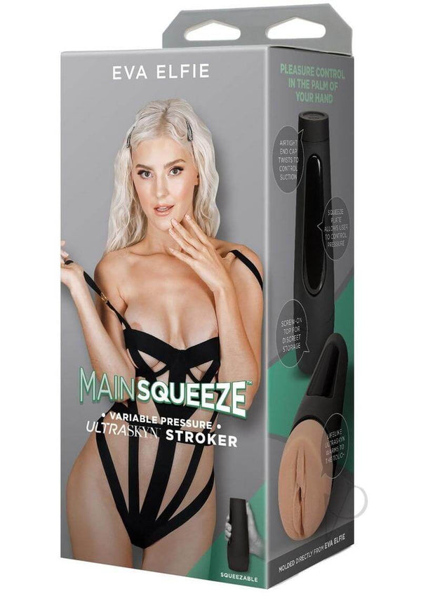 Main Squeeze Eva Elfie Vanilla Masturbator Packaging with ULTRASKYN and Textured Interior