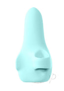 VeDO Fini Rechargeable Silicone Finger Vibrator Turquoise in a sleek turquoise color with ergonomic design.