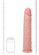 RealRock 14 Inch Extra Large Realistic Dildo Vanilla with realistic details and measuring scale for size reference.