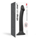 Strap-on-me Bendable Dual-density Silicone Dildo Black M packaging showing design and size options.