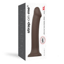 Strap-On-Me XL Bendable Silicone Suction Cup Dildo Chocolate in packaging showcasing its flexible design.