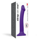 Strap-on-me Bendable Silicone Suction Cup Dildo Purple M packaging showcasing its flexible design and safe materials.
