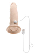 Twirl Jam Silicone Remote Control Vibrating Dildo Vanilla with USB charging cable and lifelike design.