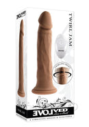 Twirl Jam Silicone Remote Control Vibrating Dildo Chocolate with twirling shaft and remote control.