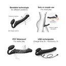 Strap-on-me Remote Vibrating Bendable Strap-on Black Large features bendable technology and waterproof design.