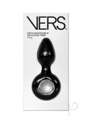Vers Plug Vibrating Rechargeable Silicone Anal Plug Black in sleek packaging, showcasing its elegant design and features.