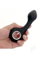 Vers G-Spot Rechargeable Silicone Vibrator Black held in hand, showcasing its sleek design and contour for G-spot stimulation.