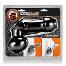 Oxballs Sackjack Wearable Jackoff Sheath Black in packaging showcasing design and usage.