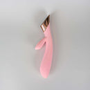 Viotec Metis Touch Panel Rabbit Vibrator Pink on a white background showcasing its elegant design.
