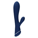 Id Dual Secrets Rabbit Style G-Spot Vibrator in navy color with textured tip and flexible arm.