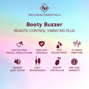 Id Booty Buzzer Remote Control Vibrating Plug features including silicone, waterproof, USB-C rechargeable, and quiet motor.