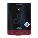 Id Triple Grip Silicone Cock Ring Set packaging featuring three stretchy rings for comfortable fit and enhanced pleasure.