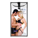 Kinklab Leather Strap-On Harness Black displayed with couple modeling adjustable strap-on dildo harness.