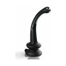 Icicles No 87 Curved Glass G-spot Massager With Suction Cup in elegant black design.
