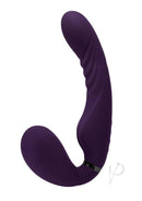 Evolved Share The Love Silicone Strap-On Purple with dual shafts for shared pleasure and enhanced sensations.