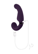Evolved Share The Love Silicone Strap-On Purple with USB charging cable, versatile dual-shaft design for couples.