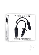 Gender X Double My Pleasure Silicone Dual Vibrator Black packaging showcasing the versatile toy design.