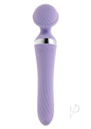 Playboy Vibrato Rechargeable Silicone Dual Ended Wand Purple with textured head and sleek design.