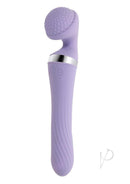 Playboy Vibrato Rechargeable Silicone Dual Ended Wand Purple with textured head for versatile stimulation.