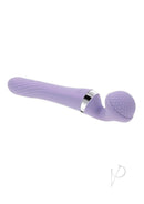 Playboy Vibrato Rechargeable Silicone Dual Ended Wand Purple showcasing a flexible design and textured heads for versatile stimulation.