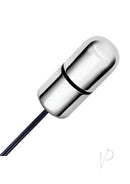 Lux Fetish Electro Sex Shock Bullet with Wired Remote Black close-up view, showcasing its sleek design and wired connection.