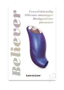 Love to Love Believer Clitoral Stimulator Night Blue in a sleek design, travel-friendly silicone massager for pleasure.