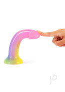 Love to Love Dildolls Stargazer Silicone Dildo Rainbow with glittery gradient design and playful appearance.