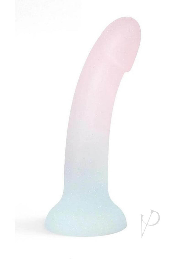 Love to Love Dildolls Galactica Silicone Dildo Pink Green in a glittery pink and green design for cosmic pleasure.