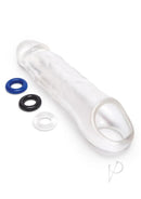 Size Up 3 Inch Extra Girthy Clear View Penis Extender with three colorful rings for enhanced pleasure.