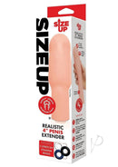 Size Up Extra Realistic Penis Extender 4 Inch Vanilla packaging displaying lifelike design and features.