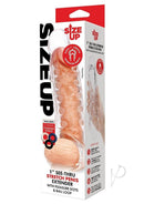Size Up 1 Inch Studded Clear Penis Extender with Ball Loop packaging showing textured design and included stamina rings.