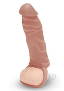 Size Up 1 Inch Penis Extender with Ball Loop Caramel in realistic design and warm caramel silicone.