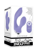 Evolved Every Way Play Wearable Vibrator with Remote Purple packaging showcasing the product and remote features.